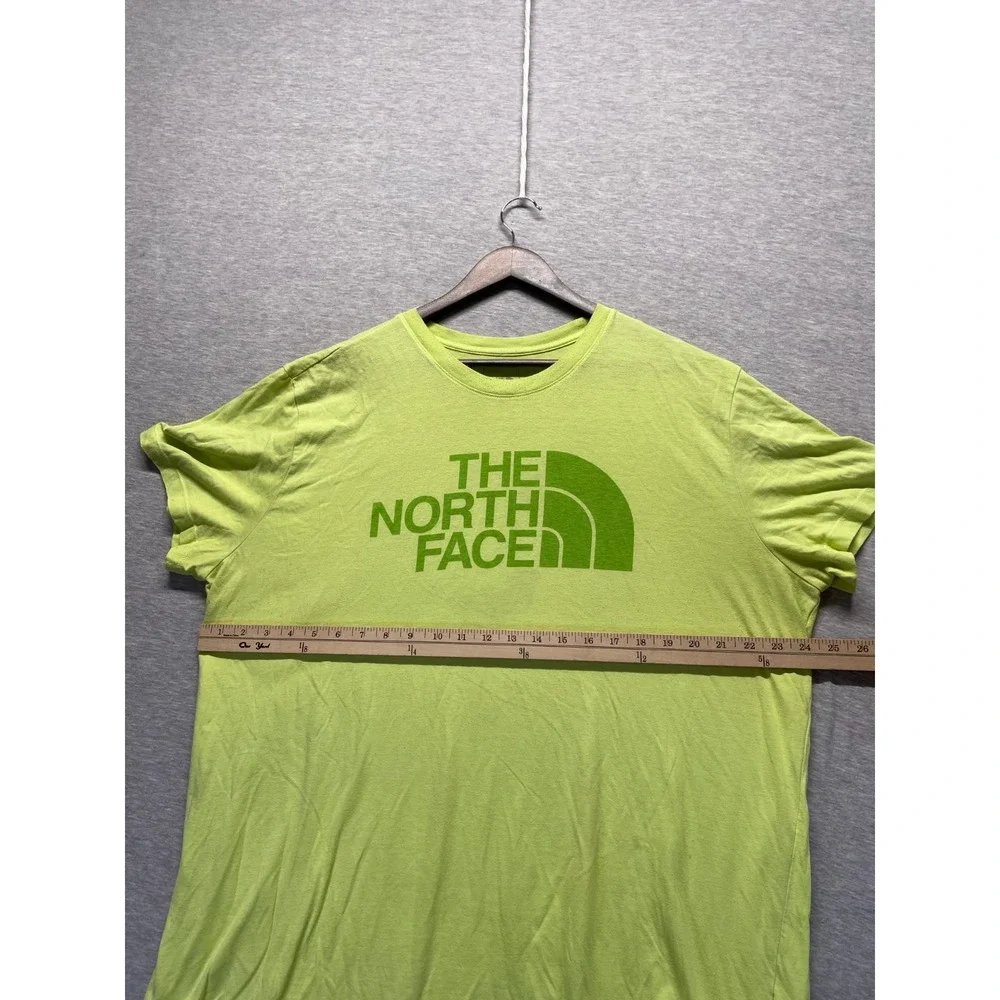 The North Face T Shirt Mens 2XL Lime Green Graphic Print Half Dome Spellout Logo
